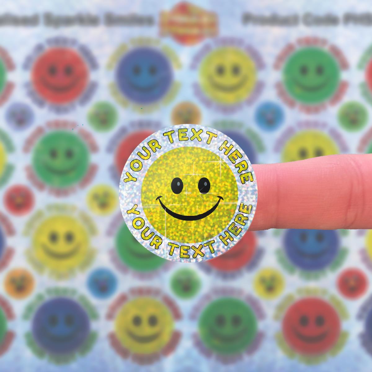 96 Personalised Sparkle Smiles 30mm Reward Stickers + 60 Free Sparkle Smiles for School Teachers, Parents and Nursery