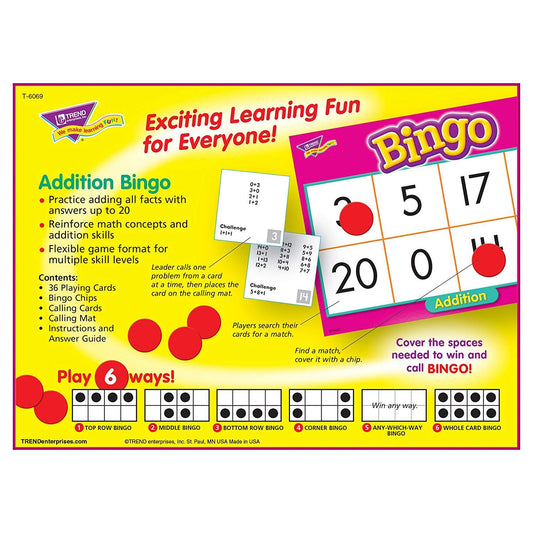 Teaching Addition Children's Bingo Maths Game for up to 36 players