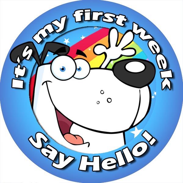 144 It's my first week, say hello 30mm Introduction Stickers for Teachers, Parents and Party Bags