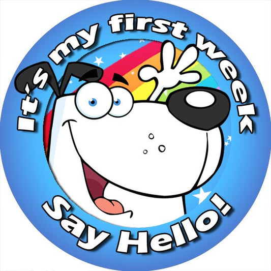 144 It's my first week, say hello 30mm Introduction Stickers for Teachers, Parents and Party Bags
