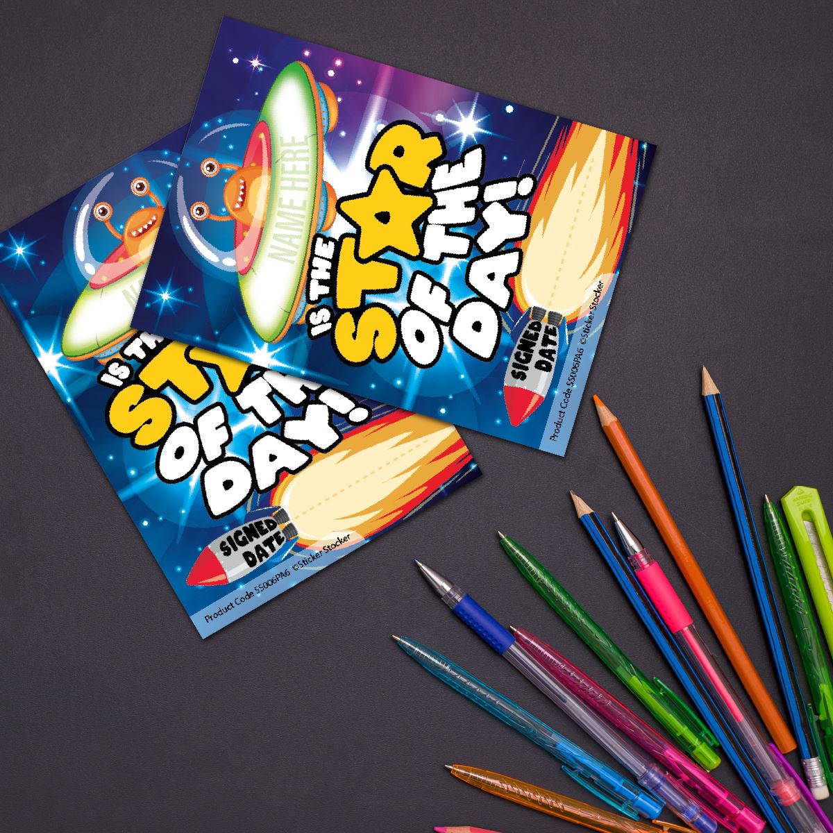 A6 Praise Note Pad 100 Sheet Incentive Chart Rewards - Star of the Day Space Alien