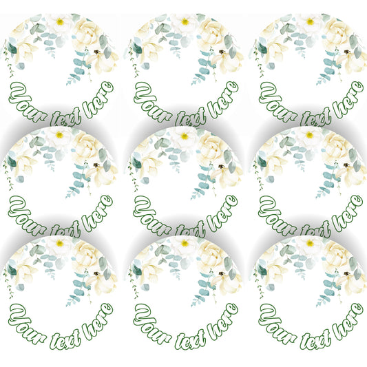 144 Floral Celebration Personalised 30mm Stickers Events, Weddings, Crafts, Engagement
