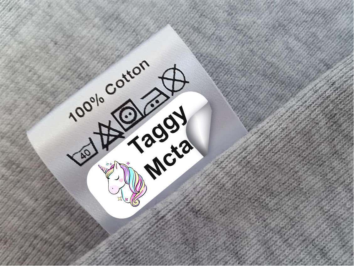 Personalised No-Iron Name Labels with Icon for School Clothing & Stationery – 30 mm x 13 mm (Pack of 48)