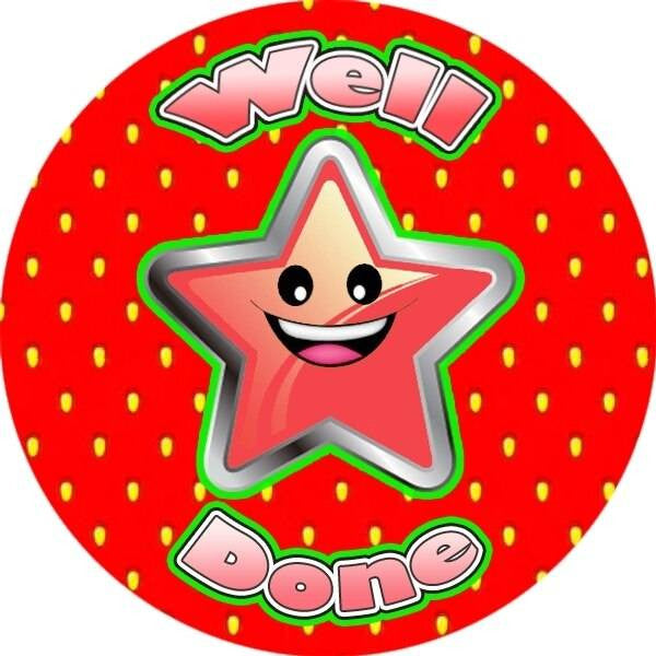 Sticker Stocker 120 Strawberry Well Done Star 30mm Scented Reward Stickers for Teachers, Parents and Party Bags