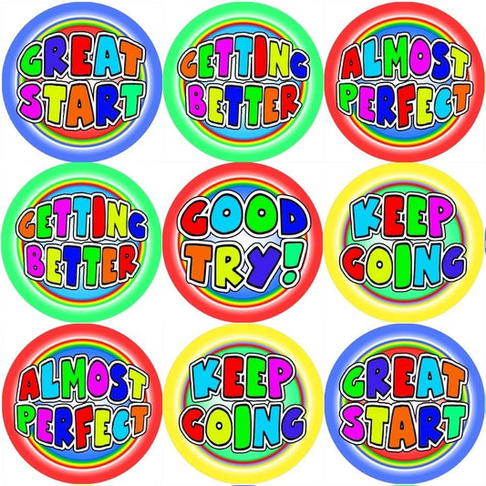 Sticker Stocker 144 Almost Perfect Praise Words 30mm Stickers for Teachers, Parents and Party Bags