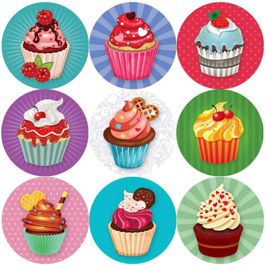 Sticker Stocker 144 Colourful Cupcakes 30mm Childrens Reward Stickers for Teachers or Parents