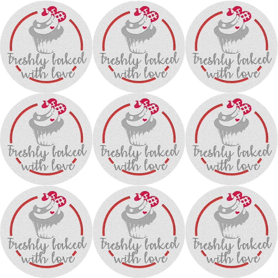 Sticker Stocker 144 Freshly Baked With Love Glossy Stickers Home Baking Gift Packaging Seal Labels