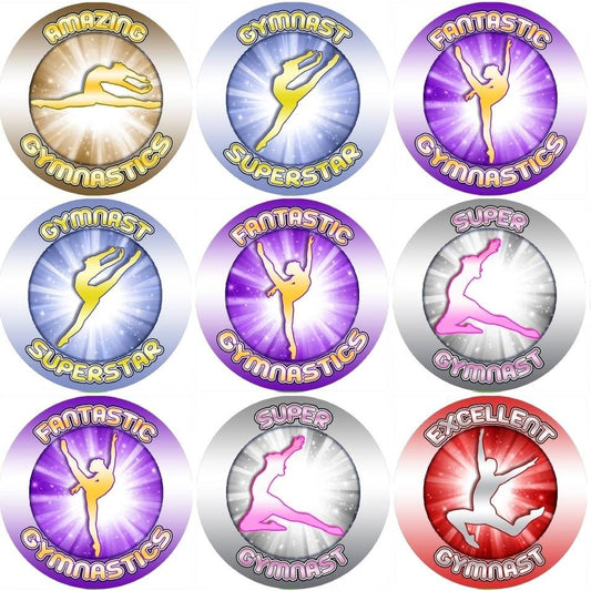 Sticker Stocker 144 Gymnastics Rewards 30mm Stickers for Teachers, Parents and Party Bags