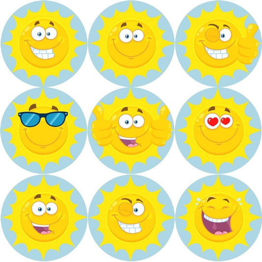 Sticker Stocker 144 Happy Sun 30mm Reward Stickers for Teachers, Parents and Party Bags