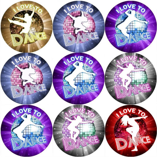 Sticker Stocker 144 I Love to Dance 30mm Reward Stickers for Teachers, Parents and Party Bags