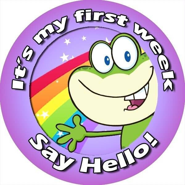 Sticker Stocker 144 Its my first week, say hello 30mm Stickers for Teachers, Parents and Party Bags
