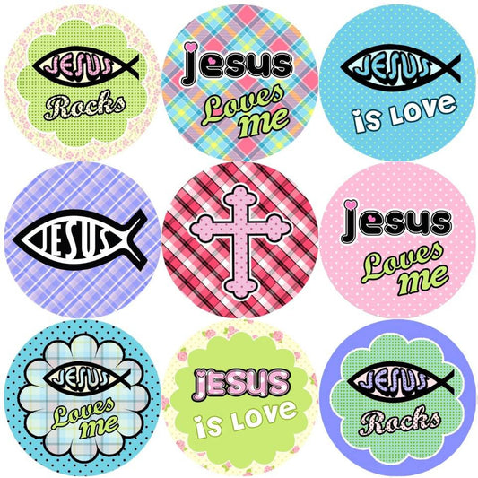 Sticker Stocker 144 Jesus Rocks 30mm Round Childrens Christian Reward Stickers - Teachers or Parents