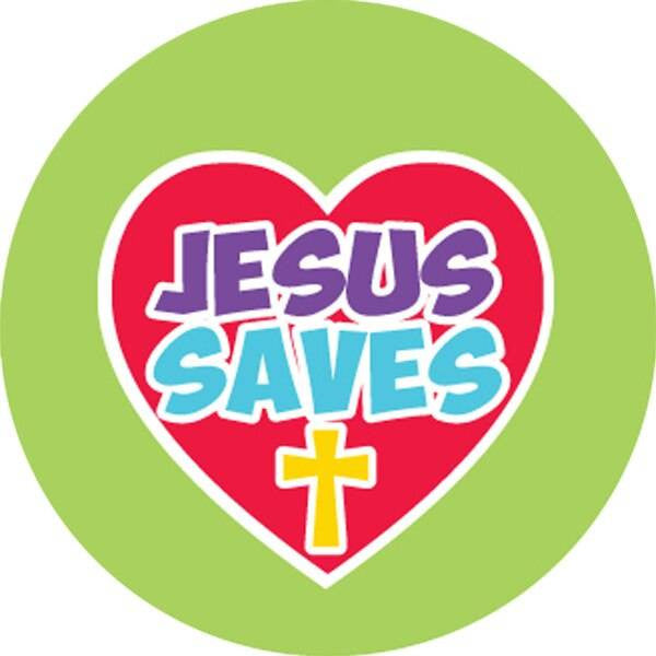 Sticker Stocker 144 Jesus Saves 30mm Round Childrens Christian Reward Stickers - Teachers or Parents