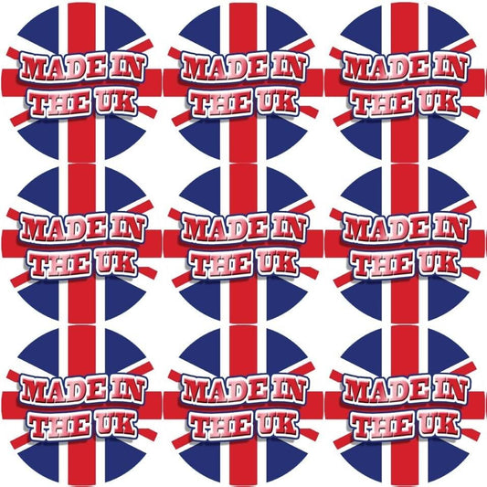 Sticker Stocker 144 Made in the UK 30mm Union Jack Stickers Glossy Great Britain Labels