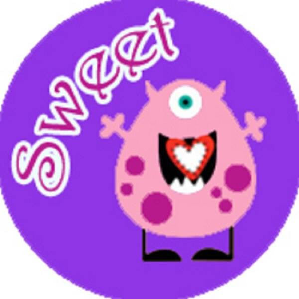 Sticker Stocker 144 Monster Hearts Praise Words 30mm Childrens Reward Stickers for Teachers or Parents