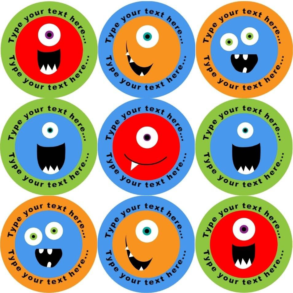 Sticker Stocker 144 Monster Smiles Personalised 30 mm Reward Stickers for School Teachers, Parents and Nursery