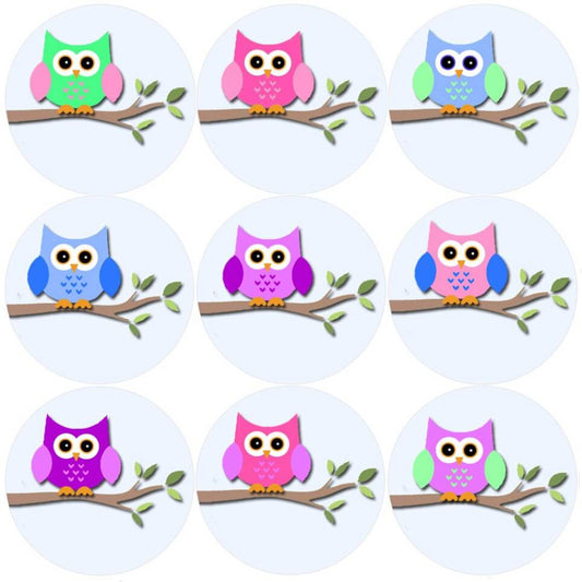 Sticker Stocker 144 Owl Branch 30mm Round Childrens Reward Stickers for Teachers, Parents and Party Bags