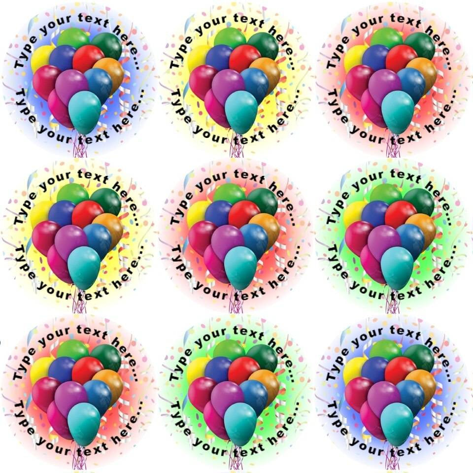 Sticker Stocker 144 Party Balloons Personalised 30 mm Reward Stickers for School Teachers, Parents and Nursery