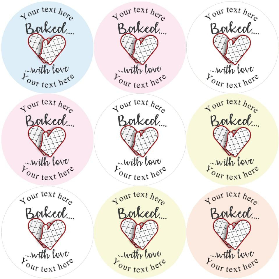 Sticker Stocker 144 Personalised Baked with Love 30mm Glossy Stickers Labels
