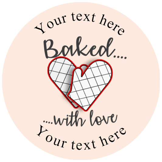 Sticker Stocker 144 Personalised Baked with Love 30mm Glossy Stickers Labels