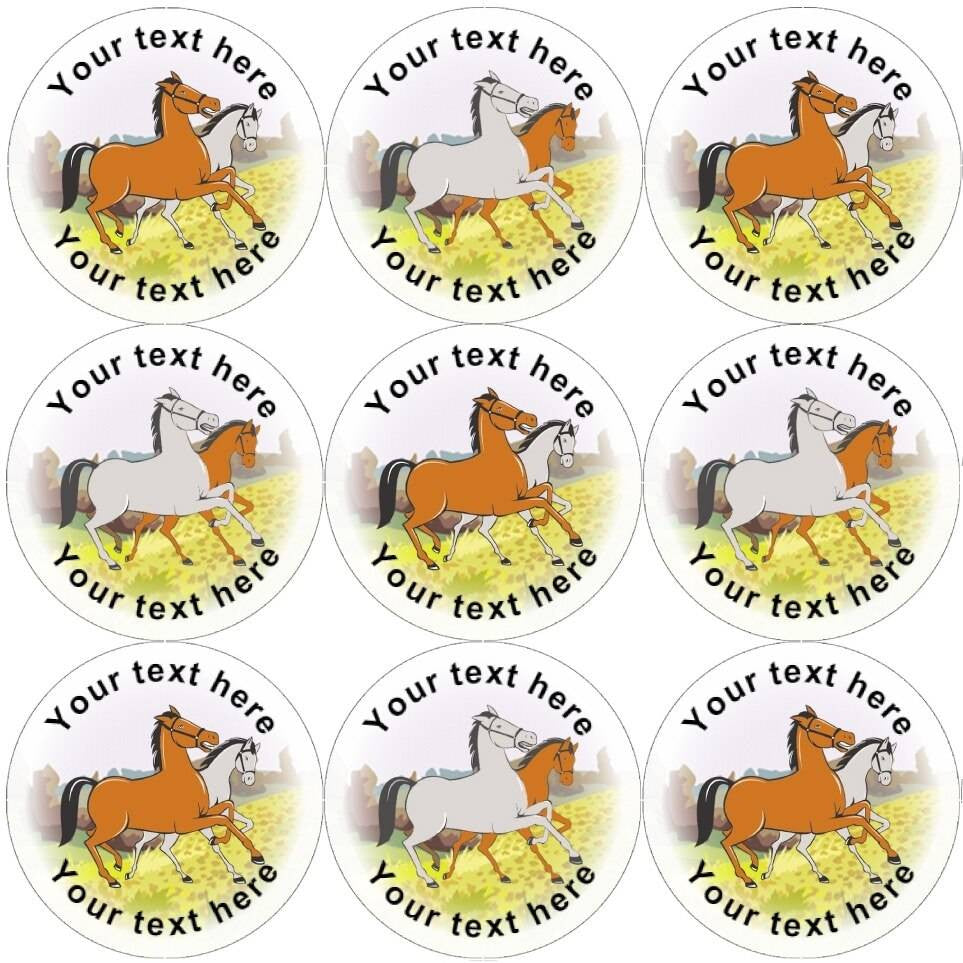 Sticker Stocker 144 Personalised Horses 30mm Reward Stickers for Horse Riding Schools, Party Bag, Parents
