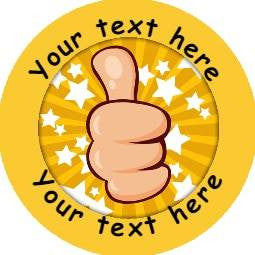Sticker Stocker 144 Personalised Thumbs Up 30mm Reward Stickers for School Teachers, Parents and Nursery