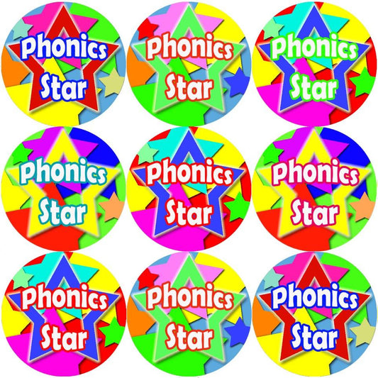 Sticker Stocker 144 Phonics Star 30 mm Reward Stickers for School Teachers, Parents and Nursery