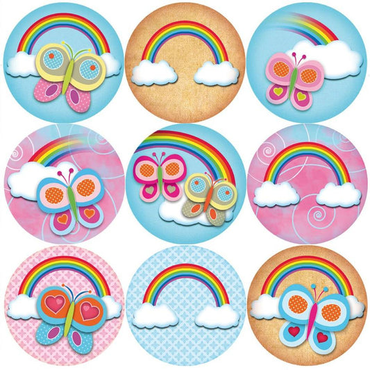 Sticker Stocker 144 Rainbow Butterflies 30mm Reward Stickers for Teachers, Parents, Party Bags