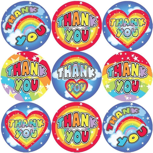 Sticker Stocker 144 Thank You Rainbows 30mm Stickers for Teachers, Parents and Party Bags