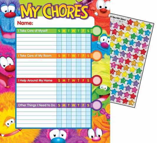 Trend Enterprises Inc 25 Furry Friends Chore Reward Charts and 100 Reward Stickers