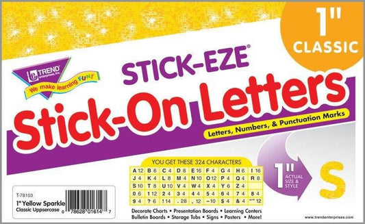 Trend Enterprises Inc 324 Yellow Sparkle 1-Inch alphabet and Numbers STICK-EZE stickers
