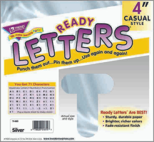 Trend Enterprises Inc Display Board Ready Letters - Metallic Silver 4 Casual
