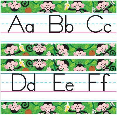 Trend Enterprises Inc Monkey Mischief ABC Jumbo Alphabet Line Classroom Display Board Set