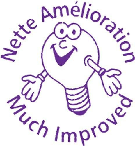Trend Enterprises Inc Nette Amelioration FRENCH Much Improved - Self inking teacher reward xstamper xclamations stamp