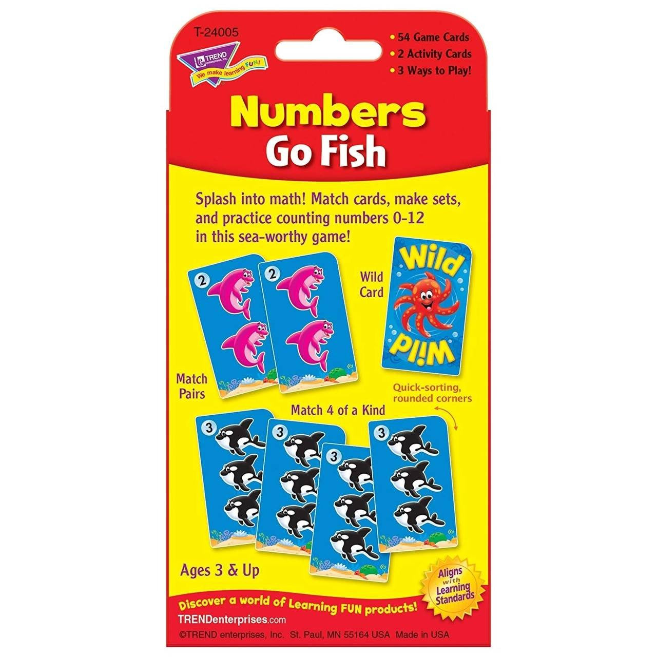 Trend Enterprises Inc Teaching Numbers 0-12 Go Fish Match and Count Game Challenge Flash Cards