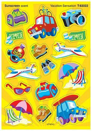 Trend Enterprises Inc Vacation Sensation sunscreen Scratch n Sniff Reward Stickers